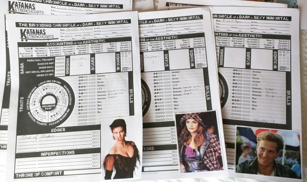 In-progress K&T character sheets